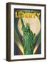 Statue of Liberty and Full Moon - New York City, New York-Lantern Press-Framed Art Print