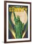 Statue of Liberty and Full Moon - New York City, New York-Lantern Press-Framed Art Print