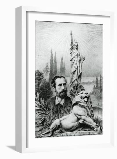 Statue of Liberty and its Sculptor and Designer, Frederic Auguste Bartholdi-null-Framed Giclee Print