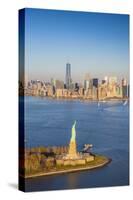 Statue of Liberty and Lower Manhattan, New York City, New York, USA-Jon Arnold-Stretched Canvas