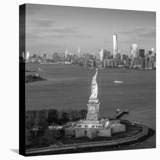 Statue of Liberty and Lower Manhattan, New York City, New York, USA-Jon Arnold-Stretched Canvas