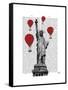 Statue of Liberty and Red Hot Air Balloons-Fab Funky-Framed Stretched Canvas