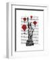 Statue of Liberty and Red Hot Air Balloons-Fab Funky-Framed Art Print