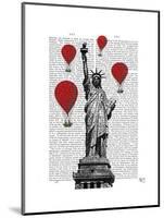 Statue of Liberty and Red Hot Air Balloons-Fab Funky-Mounted Art Print