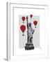 Statue of Liberty and Red Hot Air Balloons-Fab Funky-Framed Art Print