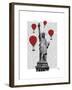 Statue of Liberty and Red Hot Air Balloons-Fab Funky-Framed Art Print