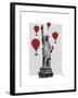 Statue of Liberty and Red Hot Air Balloons-Fab Funky-Framed Art Print