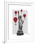 Statue of Liberty and Red Hot Air Balloons-Fab Funky-Framed Art Print