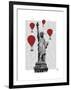 Statue of Liberty and Red Hot Air Balloons-Fab Funky-Framed Art Print