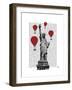 Statue of Liberty and Red Hot Air Balloons-Fab Funky-Framed Art Print