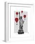 Statue of Liberty and Red Hot Air Balloons-Fab Funky-Framed Art Print