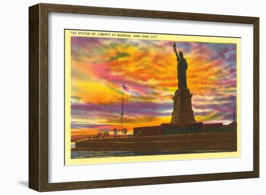 Statue of Liberty at Sunrise, New York City-null-Framed Art Print