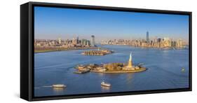 Statue of Liberty, Jersey City and Lower Manhattan, New York City, New York, USA-Jon Arnold-Framed Stretched Canvas