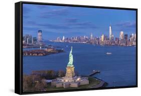 Statue of Liberty Jersey City and Lower Manhattan, New York City, New York, USA-Jon Arnold-Framed Stretched Canvas