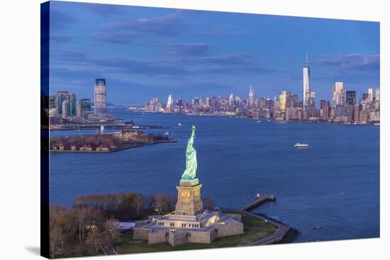 Statue of Liberty Jersey City and Lower Manhattan, New York City, New York, USA-Jon Arnold-Stretched Canvas