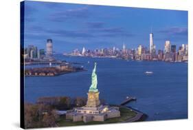 Statue of Liberty Jersey City and Lower Manhattan, New York City, New York, USA-Jon Arnold-Stretched Canvas