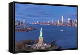 Statue of Liberty Jersey City and Lower Manhattan, New York City, New York, USA-Jon Arnold-Framed Stretched Canvas