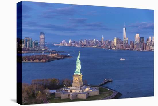 Statue of Liberty Jersey City and Lower Manhattan, New York City, New York, USA-Jon Arnold-Stretched Canvas