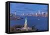 Statue of Liberty Jersey City and Lower Manhattan, New York City, New York, USA-Jon Arnold-Framed Stretched Canvas