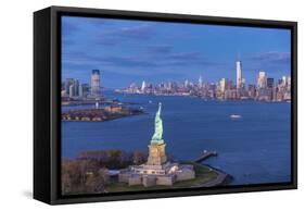 Statue of Liberty Jersey City and Lower Manhattan, New York City, New York, USA-Jon Arnold-Framed Stretched Canvas