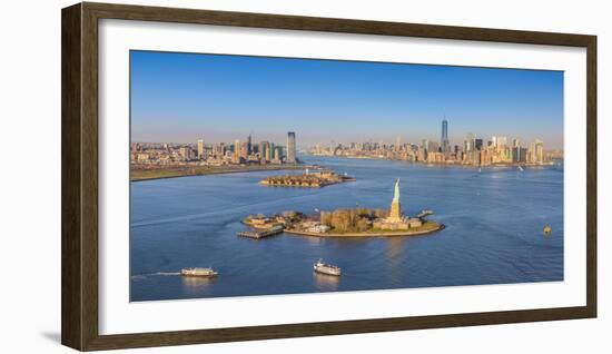 Statue of Liberty, Jersey City and Lower Manhattan, New York City, New York, USA-Jon Arnold-Framed Photographic Print