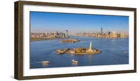 Statue of Liberty, Jersey City and Lower Manhattan, New York City, New York, USA-Jon Arnold-Framed Photographic Print