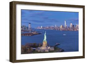 Statue of Liberty Jersey City and Lower Manhattan, New York City, New York, USA-Jon Arnold-Framed Photographic Print