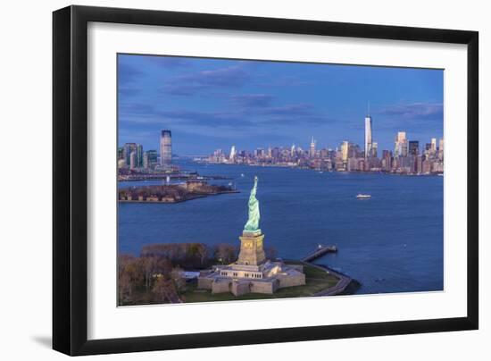 Statue of Liberty Jersey City and Lower Manhattan, New York City, New York, USA-Jon Arnold-Framed Photographic Print