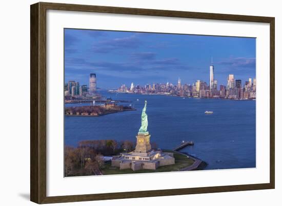 Statue of Liberty Jersey City and Lower Manhattan, New York City, New York, USA-Jon Arnold-Framed Photographic Print