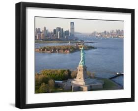 Statue of Liberty (Jersey City, Hudson River, Ellis Island and Manhattan Behind), New York, USA-Peter Adams-Framed Premium Photographic Print