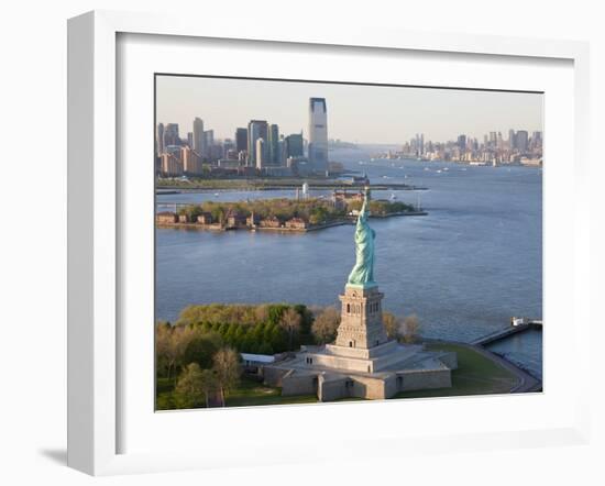 Statue of Liberty (Jersey City, Hudson River, Ellis Island and Manhattan Behind), New York, USA-Peter Adams-Framed Photographic Print