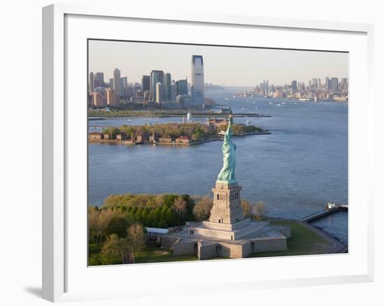 Statue of Liberty (Jersey City, Hudson River, Ellis Island and Manhattan Behind), New York, USA-Peter Adams-Framed Photographic Print