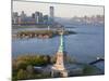 Statue of Liberty (Jersey City, Hudson River, Ellis Island and Manhattan Behind), New York, USA-Peter Adams-Mounted Photographic Print