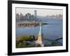 Statue of Liberty (Jersey City, Hudson River, Ellis Island and Manhattan Behind), New York, USA-Peter Adams-Framed Photographic Print