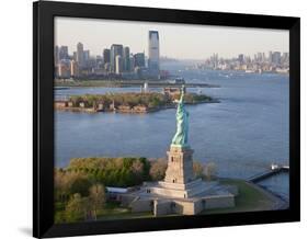 Statue of Liberty (Jersey City, Hudson River, Ellis Island and Manhattan Behind), New York, USA-Peter Adams-Framed Photographic Print