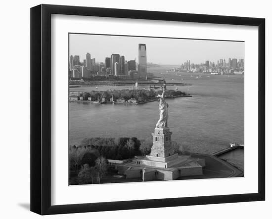 Statue of Liberty (Jersey City, Hudson River, Ellis Island and Manhattan Behind), New York, USA-Peter Adams-Framed Photographic Print