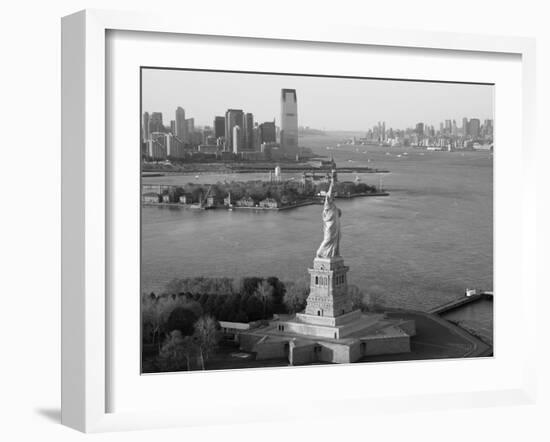 Statue of Liberty (Jersey City, Hudson River, Ellis Island and Manhattan Behind), New York, USA-Peter Adams-Framed Photographic Print