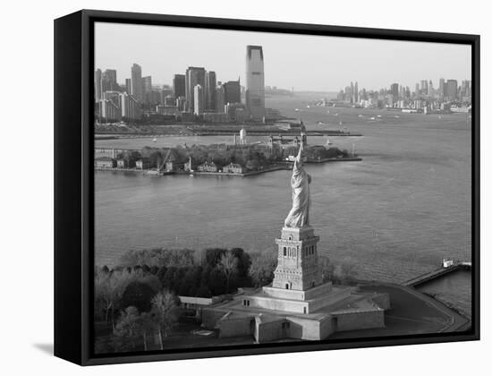 Statue of Liberty (Jersey City, Hudson River, Ellis Island and Manhattan Behind), New York, USA-Peter Adams-Framed Stretched Canvas