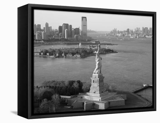 Statue of Liberty (Jersey City, Hudson River, Ellis Island and Manhattan Behind), New York, USA-Peter Adams-Framed Stretched Canvas