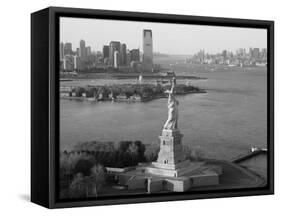 Statue of Liberty (Jersey City, Hudson River, Ellis Island and Manhattan Behind), New York, USA-Peter Adams-Framed Stretched Canvas