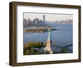 Statue of Liberty (Jersey City, Hudson River, Ellis Island and Manhattan Behind), New York, USA-Peter Adams-Framed Photographic Print