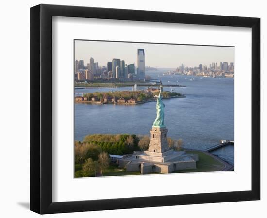 Statue of Liberty (Jersey City, Hudson River, Ellis Island and Manhattan Behind), New York, USA-Peter Adams-Framed Photographic Print