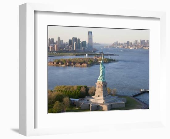 Statue of Liberty (Jersey City, Hudson River, Ellis Island and Manhattan Behind), New York, USA-Peter Adams-Framed Photographic Print