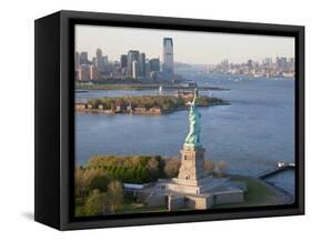 Statue of Liberty (Jersey City, Hudson River, Ellis Island and Manhattan Behind), New York, USA-Peter Adams-Framed Stretched Canvas