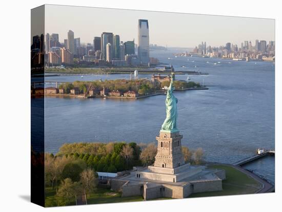 Statue of Liberty (Jersey City, Hudson River, Ellis Island and Manhattan Behind), New York, USA-Peter Adams-Stretched Canvas