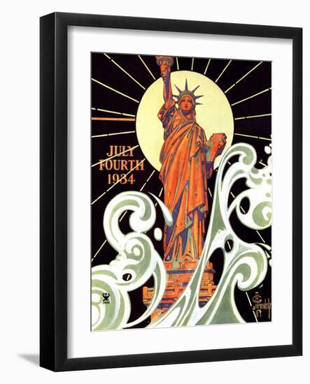 "Statue of Liberty,"July 7, 1934-Joseph Christian Leyendecker-Framed Premium Giclee Print