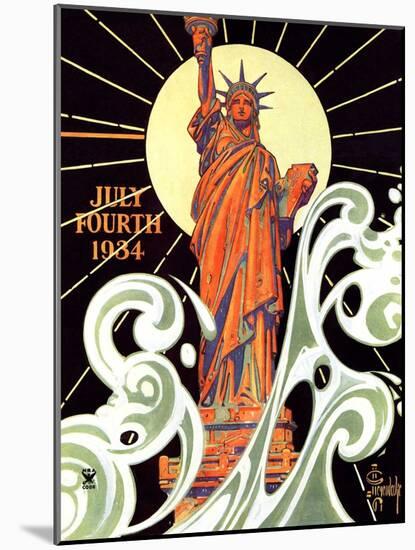 "Statue of Liberty,"July 7, 1934-Joseph Christian Leyendecker-Mounted Giclee Print