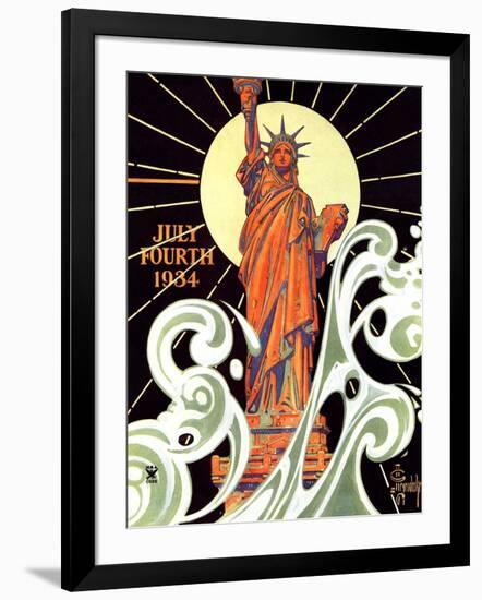 "Statue of Liberty,"July 7, 1934-Joseph Christian Leyendecker-Framed Giclee Print