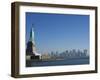 Statue of Liberty, Liberty Island and Manhattan Skyline Beyond, New York City, New York, USA-Amanda Hall-Framed Photographic Print