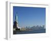 Statue of Liberty, Liberty Island and Manhattan Skyline Beyond, New York City, New York, USA-Amanda Hall-Framed Photographic Print